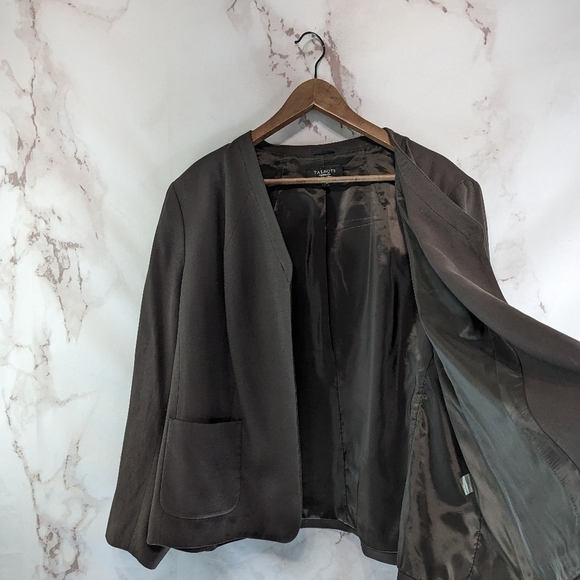 Talbots Blazer Womens 22W 3X Brown Linen One Button Jacket Petite Pocket Stretch - Picture 9 of 12